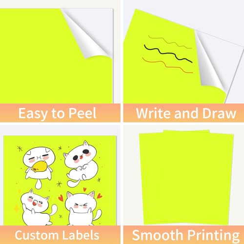 Neon Yellow Sticker Paper Labels for Laser & Inkjet Printer