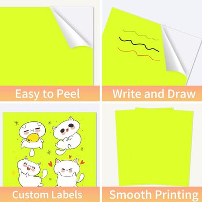 Neon Yellow Sticker Paper Labels for Laser & Inkjet Printer