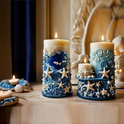 Starfish Shell Cylindrical Candle Mold