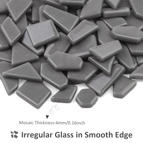 Gray Glass Mosaic Tiles for Bulk (7.05 Ounce)