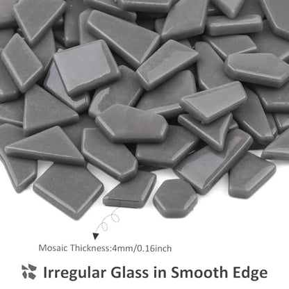 Gray Glass Mosaic Tiles for Bulk (7.05 Ounce)