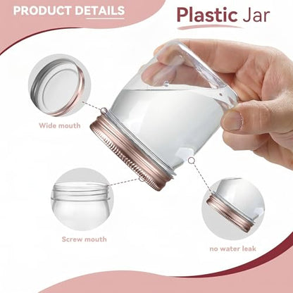 8 oz Plastic Mason Jars and Clear Plastic Jars with Lids 8 oz (32 Count)