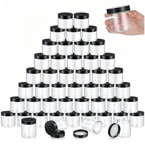 36 Pieces 8 oz Plastic Jars with Lids Wide Mouth Airtight Reusable Container Acrylic Cosmetic Small Jars for Lotions Ointments Travel Toiletries Creams Make up Storage (36 Count)