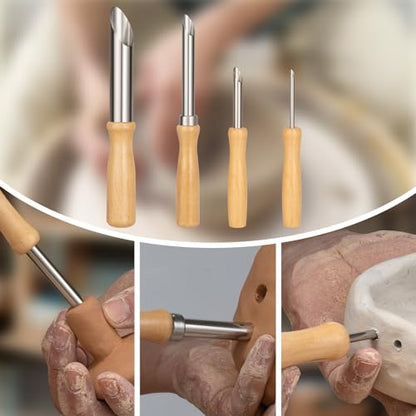 4 Pcs Clay Hole Cutters Sculpting Tools Set for Pottery