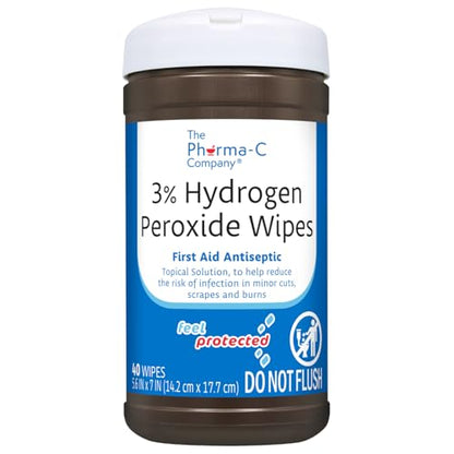 3% Hydrogen Peroxide Wipes 40 Count Canister [6 pack] (240 Count)