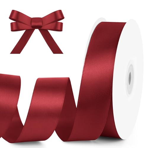 1" x 50 Yards Wine Red Satin Ribbon Crafts Gift Wrapping