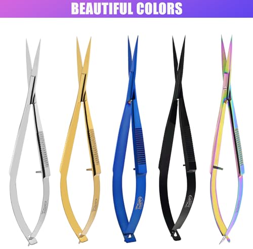 Cross Edge Spring Scissors 5 Inch straight Stainless Steel Precision Eyebrow & Eyelash Shaping & Trimming Scissor