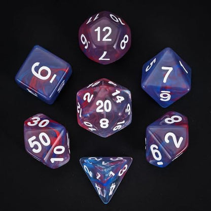 7 Die DND Dice Set Polyhedral Dice Set with a Leather Dice Bag (7 Count)