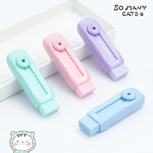 4 Pcs Cute Erasers for Kids Sliding Retractable Pencil Erasers (4 Count)