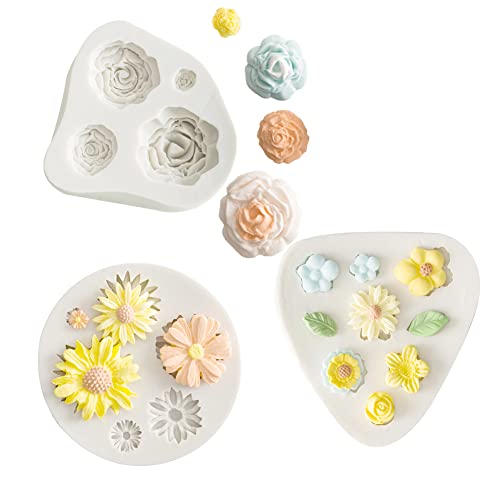 3Pcs Flower Fondant Cake Mold Daisy