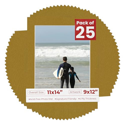 Pack of 25 Acid Free 11x14 Mats Bevel Cut for 9x12 Photos (25 Count)