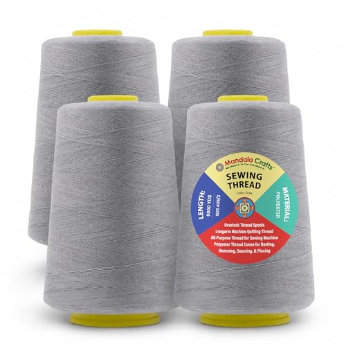 40S 2 Gray Polyester 4 Pack of Serger Threads Cones (72000 Foot)