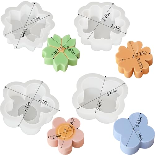 3 Pack Flower Silicone Molds for Candle (4 Count)