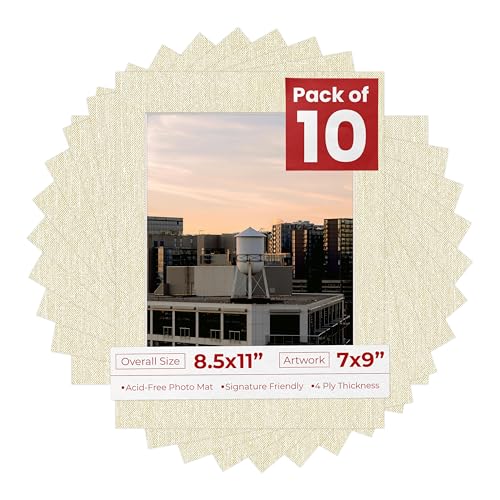 Pack of TEN 8.5x11 Mats Bevel Cut for 7x9 Photos (10 Count)