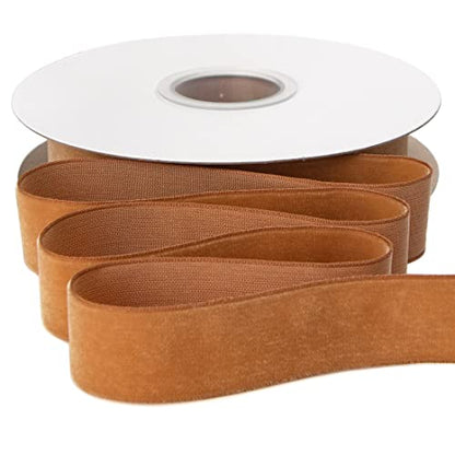 Polyester Khaki Velvet Ribbon (30 Foot)