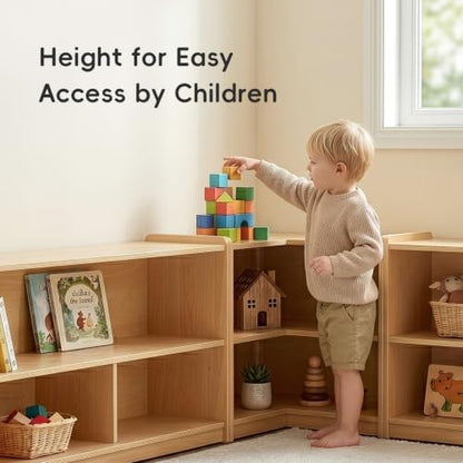 L Shape Montessori Bookshelf for Compact Corner Space