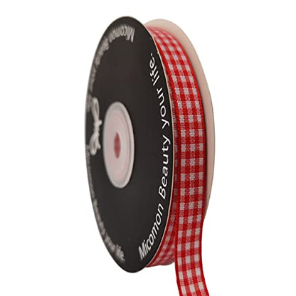 Red and White Gingham Ribbon 25 Yards Each Roll 100% Polyester (75 Foot)