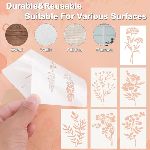 Flower Stencils for Painting Reusable 42PCS Wall Stencil for Crafts Leaf Stencils Templates for DIY Home Decor Art Projects (42 Count)