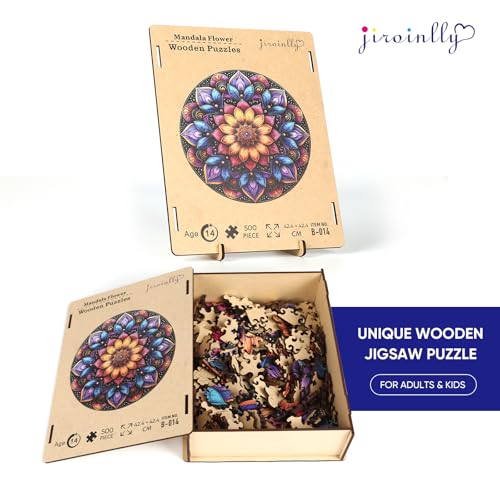 Wooden Puzzles for Adults Purple Mandala 500 Pieces Jigsaw Puzzle
