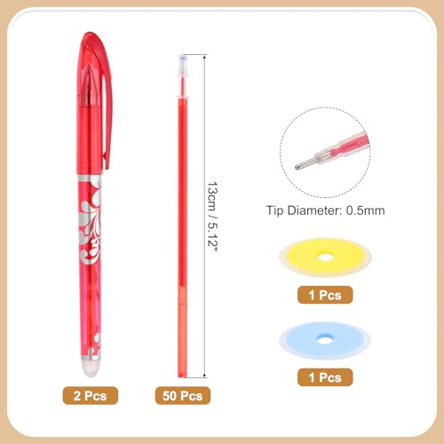 2Pcs Erasable Gel Pens with 50 Refills & 2 Erasers (52 Count)