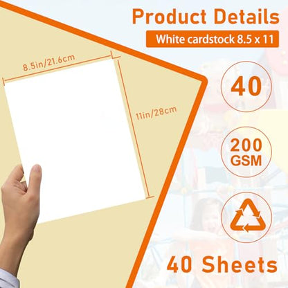 40 Sheets Bright White Cardstock 8.5 x 11 Printer Paper 75lb (40 Count)