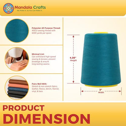 40S 2 Teal Polyester 4 Pack of Serger Threads Cones (72000 Foot)