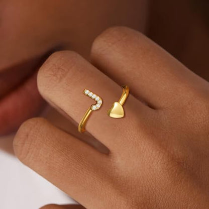 Gold Initial Rings for Women Non Tarnish