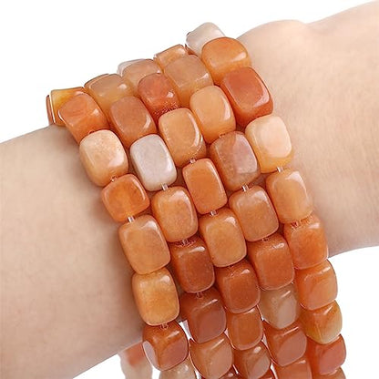 Natural Red Aventurine Cuboid Stone Loose Semi Gemstone Beads for Jewelry Making 8mmx12mm 38cm (33 Count)