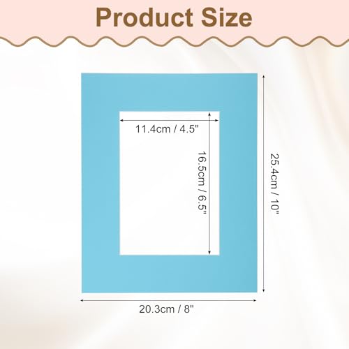 Picture Mats 8 x 10 for 5 x 7 Pictures Acid Free White Core Bevel Cut Frame Mattes for Display Art Measuring