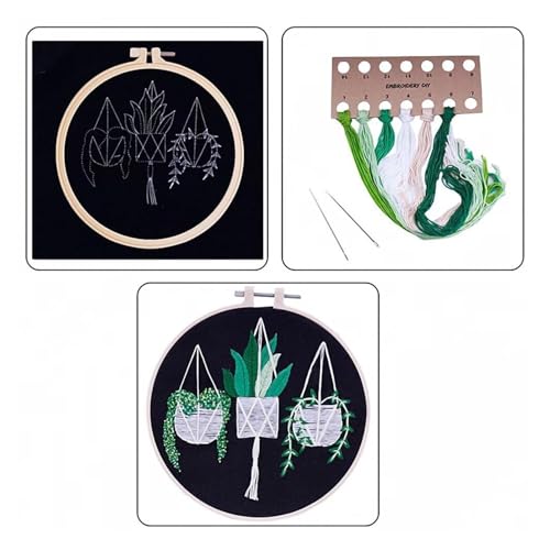 Embroidery Kits for Adults Full Range of Starter Including Instructions Stamped Cloth with Pattern Hoop Color Threads and Tools Punch Needle Kit