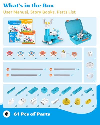 A3 12-in-1 STEM Blocks Coding Robot Kit for Kids, 61-Piece Educational Building Set with Interactive Storytelling, Ideal Toy Gift for Boys & Girls Ages 3-6