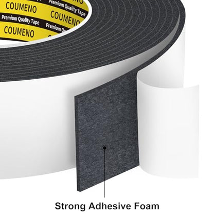 Black Foam Tape Weather Stripping Sealing Sponge (9.84 Foot)