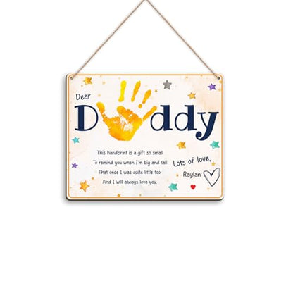 Dear Daddy Poem DIY Baby Handprint Art Craft Plaque Gift for Dad