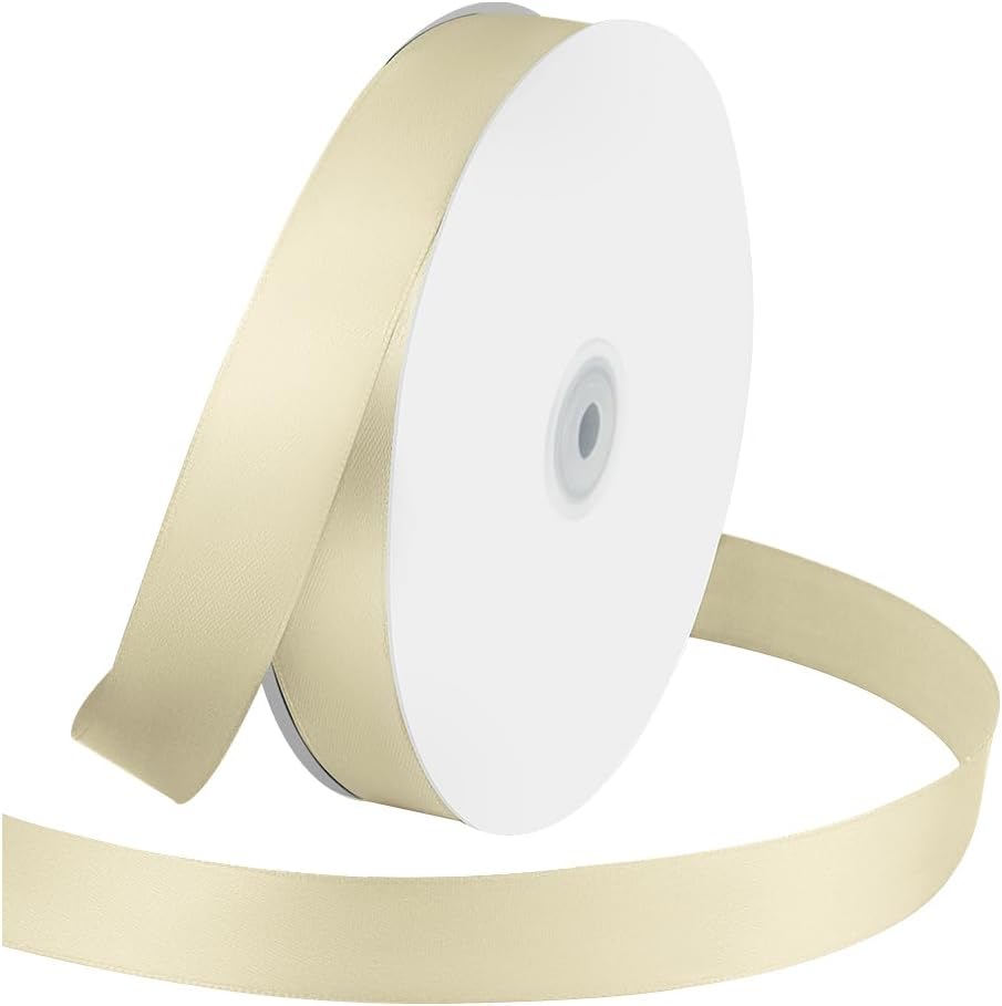1 Inches x 100 Yards Polyester Satin Ribbon, Solid Color Ivory Satin Ribbon for Crafts, Gift Wrapping, Hair Bows, Wedding Party Decoration, Bow Making & Other Projects (Ivory) - Crafty Corner