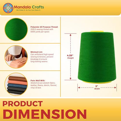 20S 2 Dark Green Polyester 4 Pack of Serger Threads Cones