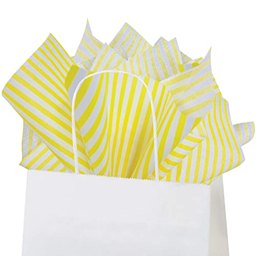 Yellow Pin Stripe Print Gift Wrap Tissue Paper Size (50 Count)