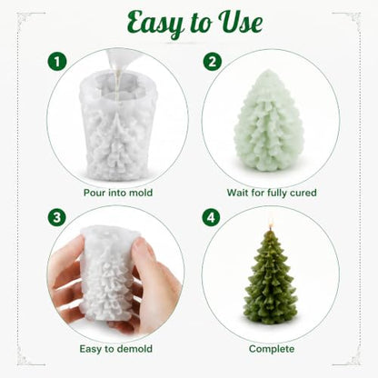 6 PCS 3D Christmas Tree Pinecone Silicone Molds