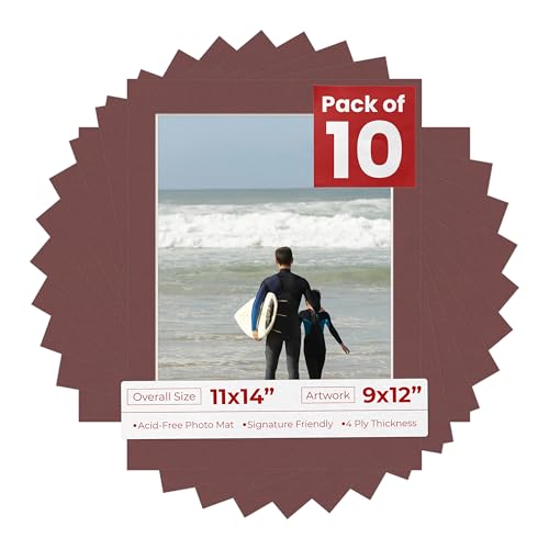 Pack of TEN 11x14 Mats Bevel Cut for 9x12 Photos (10 Count)