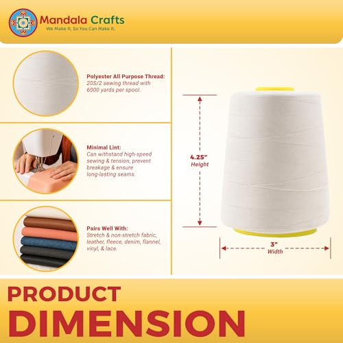 20S 2 Ivory Polyester 4 Pack of Serger Threads Cones