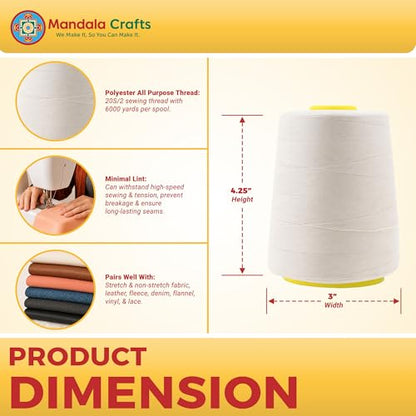 20S 2 Ivory Polyester 4 Pack of Serger Threads Cones