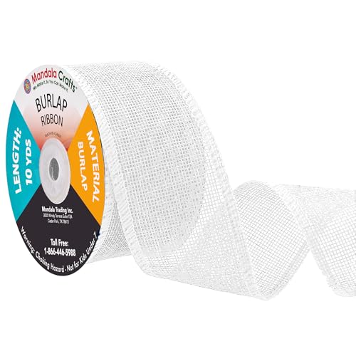 2 Inch Wide White Burlap Ribbon (120 Foot)