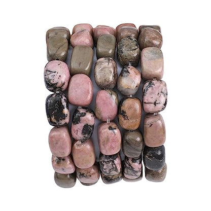 Natural Rhodochrosite Cuboid Stone Loose Semi Gemstone Beads for Jewelry Making 8mmx12mm 38cm (33 Count)