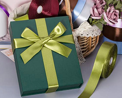 1 Inch Moss Green Solid Satin Ribbon for Gift Wrapping