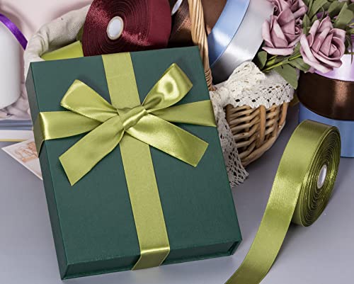1 Inch Moss Green Solid Satin Ribbon for Gift Wrapping