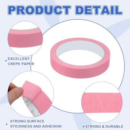 Masking Tape 0.7 Inch x 21 Yard Painter's Tape Pink Paint Tapes for DIY Crafts Arts Drawing Decoration Labeling Car Painting Artist Teachers