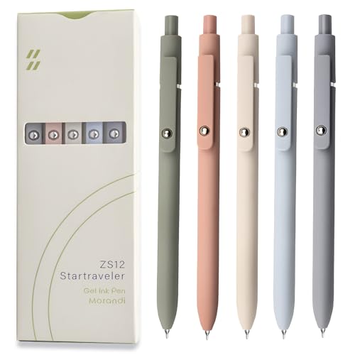 Gel Pens 5 Pcs 0.5mm Black Ink Pens Fine Point Smooth Writing Pens (5 Count)