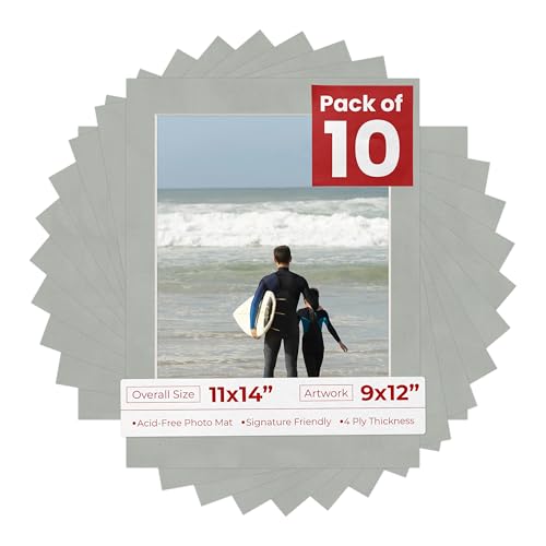 Pack of TEN 11x14 Mats Bevel Cut for 9x12 Photos (10 Count)