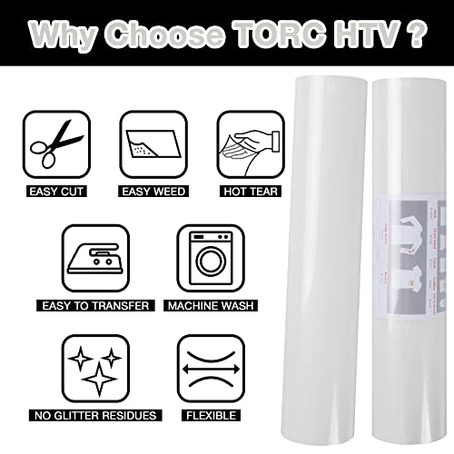White Glitter HTV Heat Transfer Vinyl Roll 12 inch x 20 ft Sparkly Iron on Vinyl for T Shirts Crafts Bulk