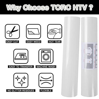 White Glitter HTV Heat Transfer Vinyl Roll 12 inch x 20 ft Sparkly Iron on Vinyl for T Shirts Crafts Bulk