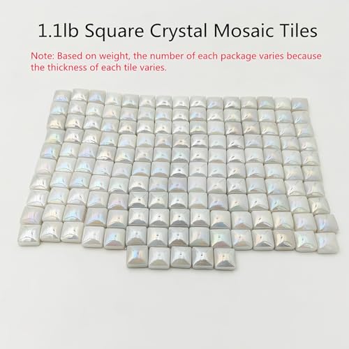 1.1lb Crystal Glass Mosaic Tiles for Crafts (150 Count)